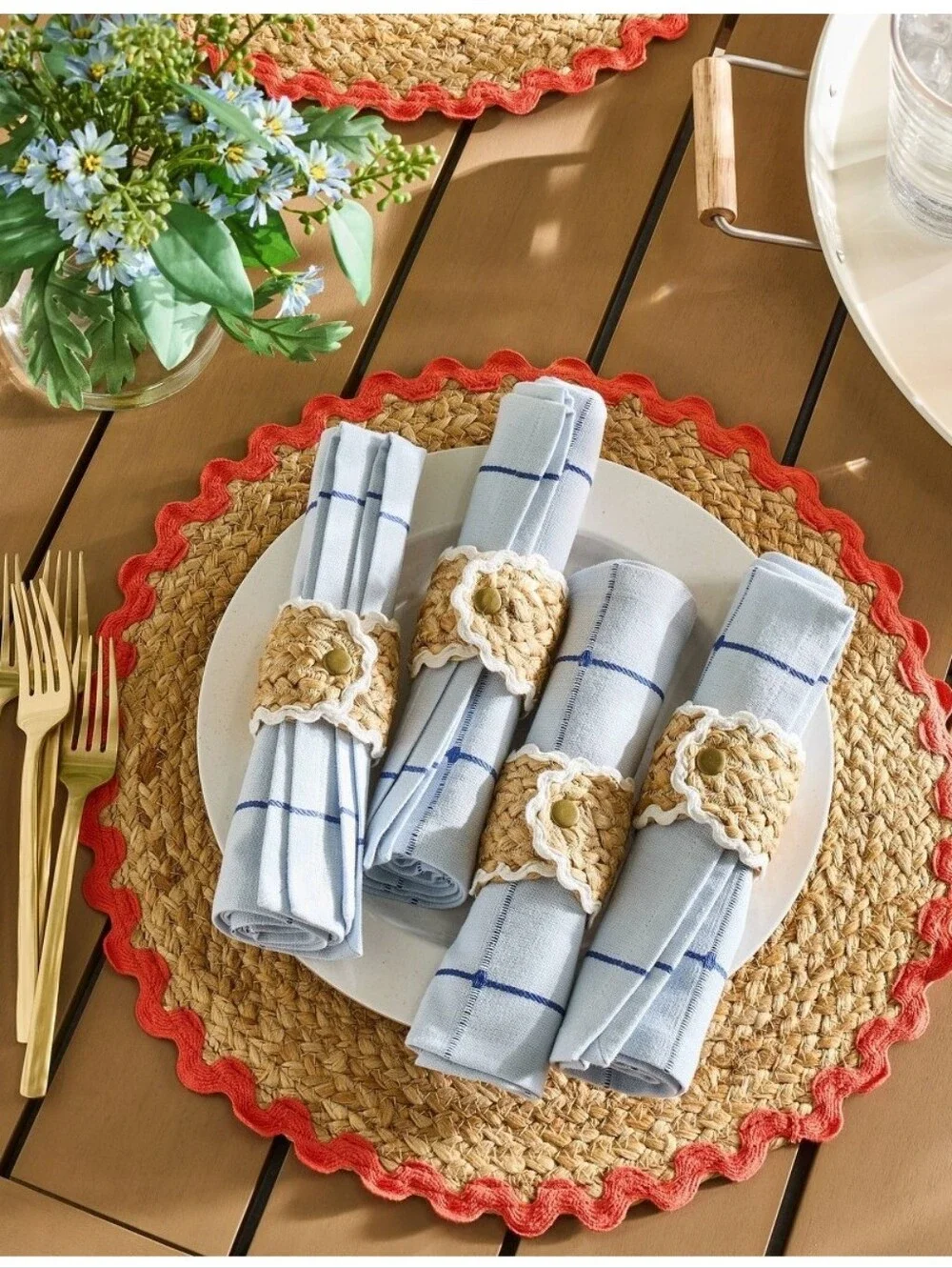 Set Of 4 Woven Natural Jute Napkin Rings Hearth & Hand